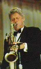 Picture of Bill Clinton playing the saxophone