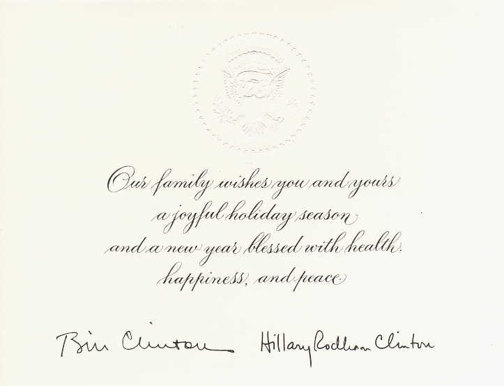 [PHOTO: The  
1994 White House Holiday Card - Inside View]