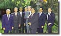  President Clinton with Central AMerican leaders in outdoor chapel of Casa Santo Domingo, Antigua, Guatemala.  