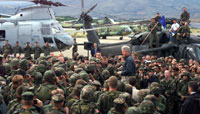 President Clinton commends NATO peacekeeping troops in Macedonia.