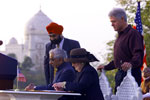 The President observes as Secretary of State Madeleine Albright and Indian Foreign Minister Singh sign an environmental partnership agreement, Taj Khema.  Agra, India.