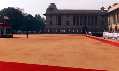 Courtyard at Rashtrapati Bhavan, site of arrival ceremony for President Clinton, New Delhi.
