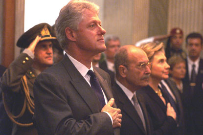 The departure ceremony for the Clintons at the Presidential Palace in Athens.
