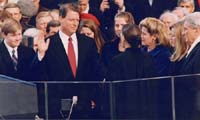 [PHOTO: Vice President
Gore takes the oath of office on the steps of the Capitol]