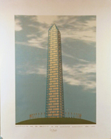 PHOTO: Poster of the Washington Monument restoration scaffolding designed by him